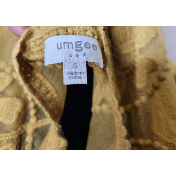 UMGEE Kimono Cardigan Women Small Yellow Cotton Lace Sheer Open Front Tie Boho - Picture 8 of 9